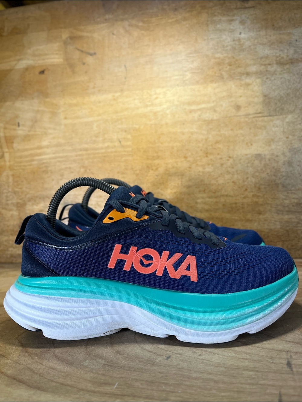 Hoka One One Bondi 8 REFLECTIVE Womens Size 7.5 Running Shoes Sneakers Blue
